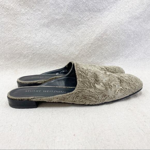 STUART WEITZMAN Mulearky Jacquard Velvet Mule Slides in Grerom Size 7M - Picture 10 of 16
